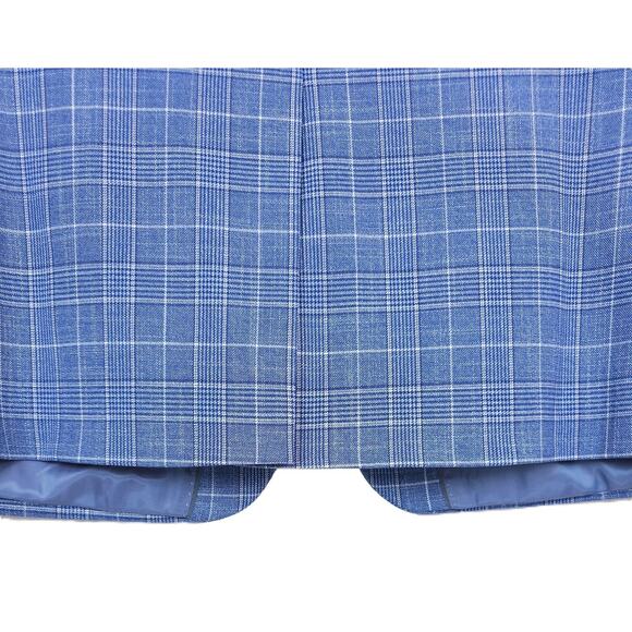 Michael Kors Men's Classic-Fit Stretch Sport Coat Blue White Plaid 46R NWT - Picture 6 of 7